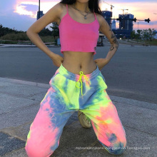 Neon Tie Dye Joggers High Waist Long Baggy Pants Women Sweatpants Streetwear
